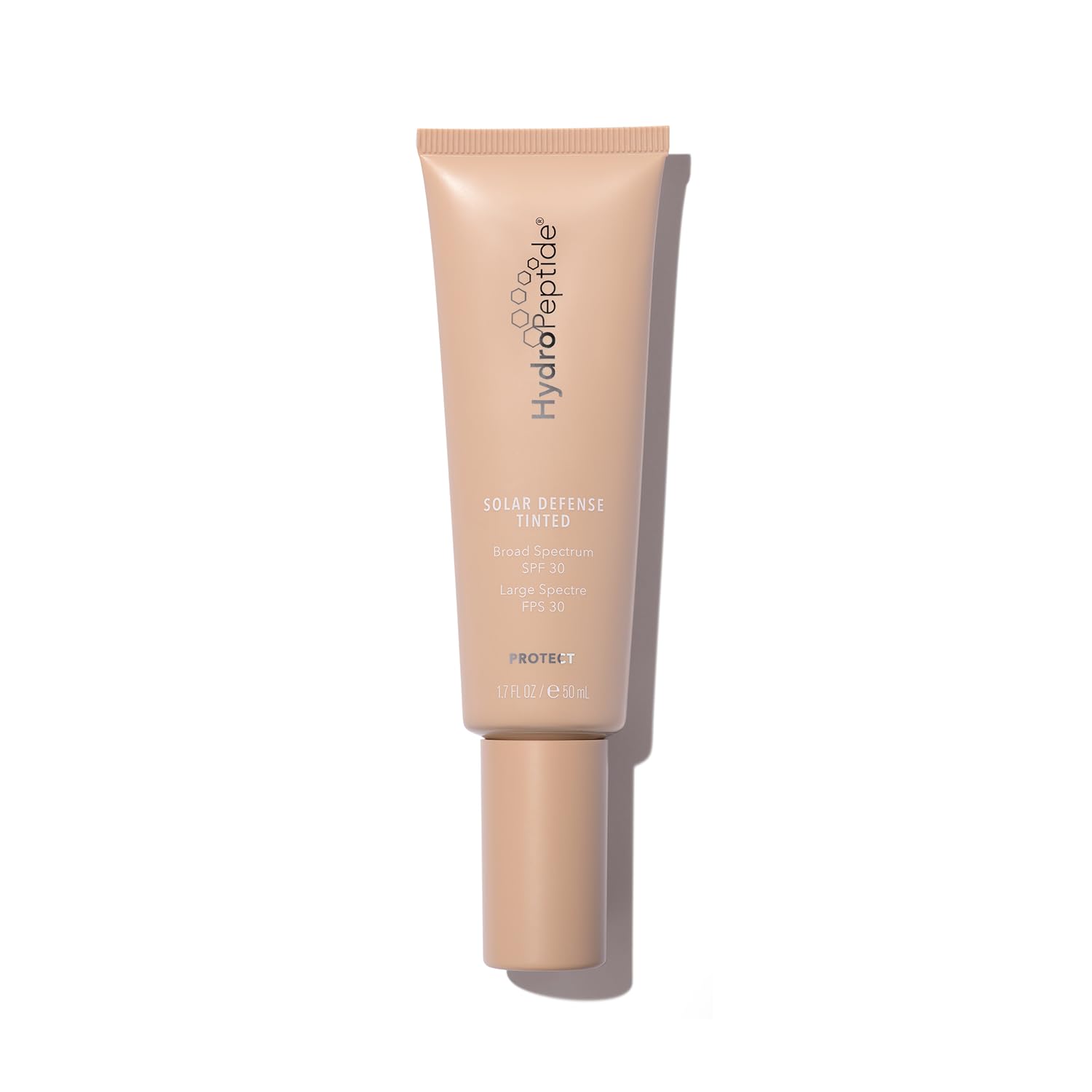 HydroPeptide Solar Defense tinted moisturizer bottle with SPF 30 for daily sun protection