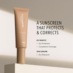 HydroPeptide Solar Defense swatch on skin showing self-adjusting tint for natural glow