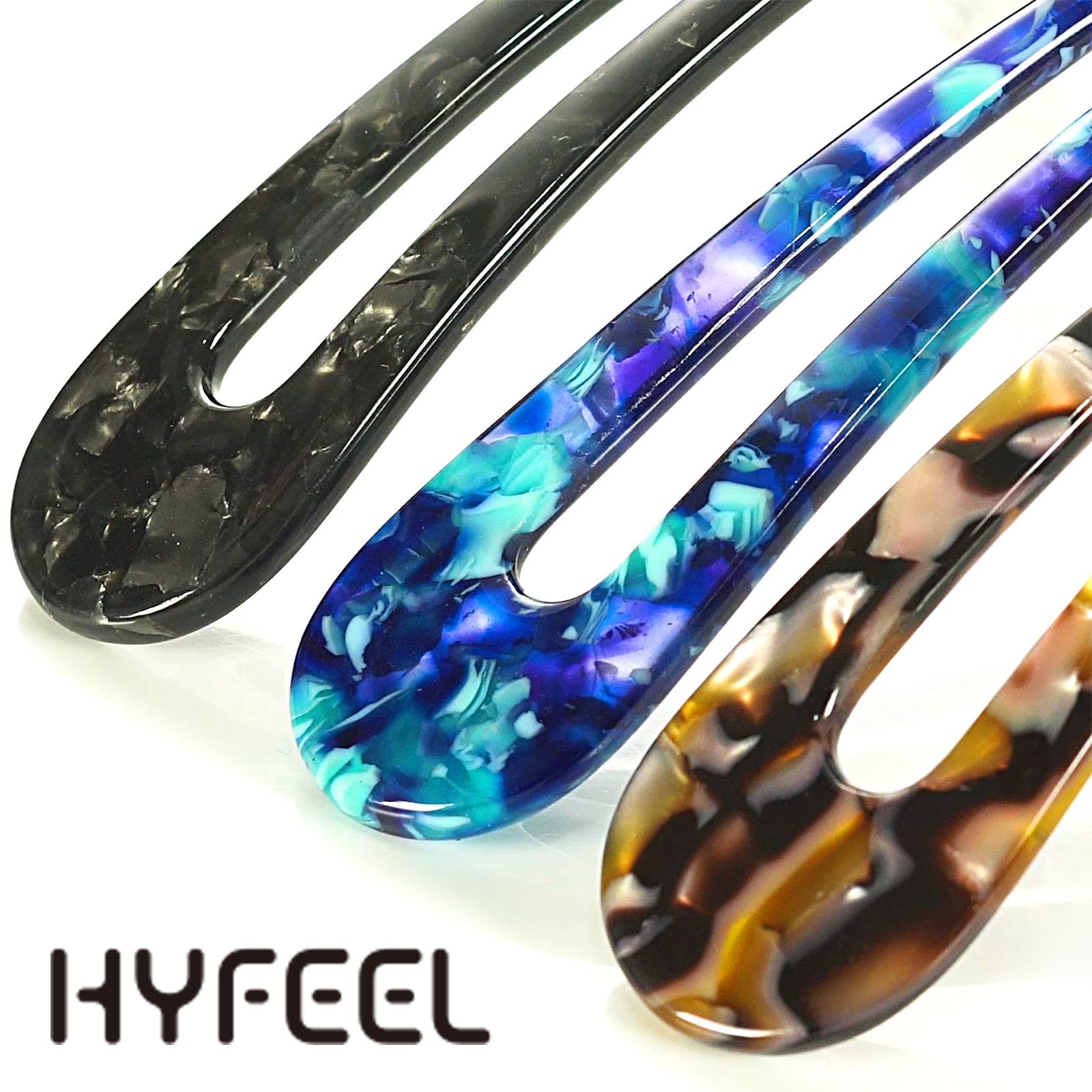 HYFEEL chignon pins closeup highlight glossy, snag-free finish for polished updos.