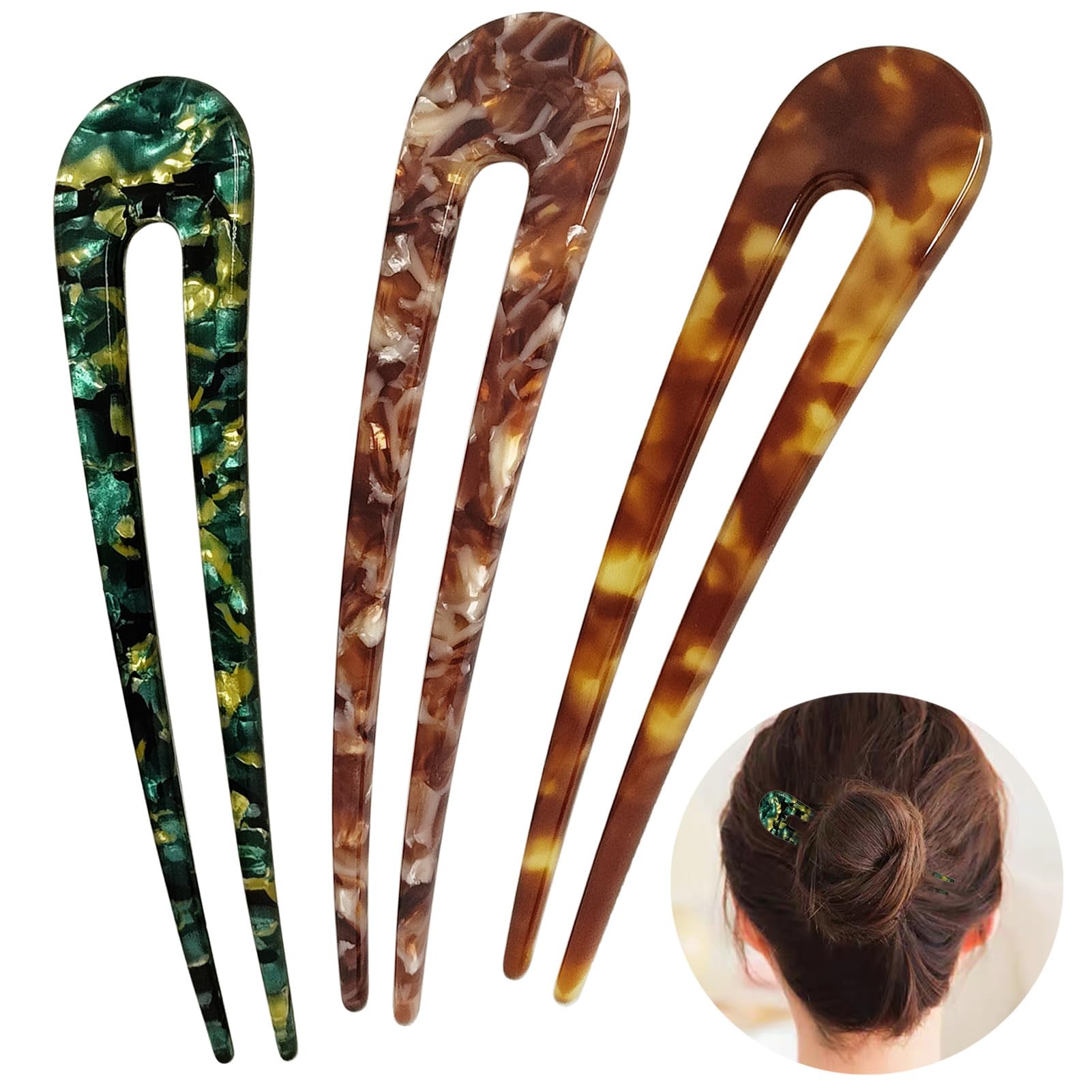 HYFEEL French hair pins in green offer elegant updos with a secure, comfortable hold.