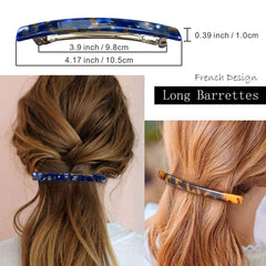 HYFEEL long French barrette in dark tortoise shell for elegant styling.