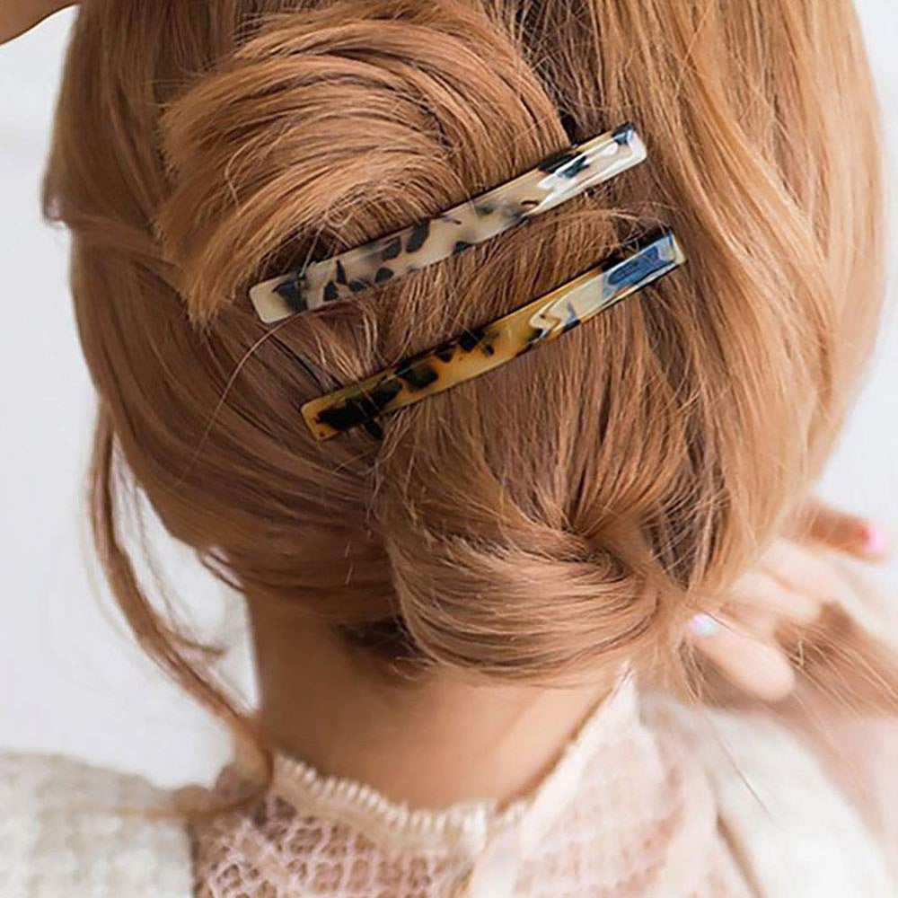 HYFEEL long French barrette in light tortoise shell adds subtle shine.