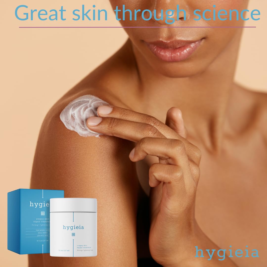 Hygieia+ skincare setup for daily use, aiming to firm and hydrate crepey skin