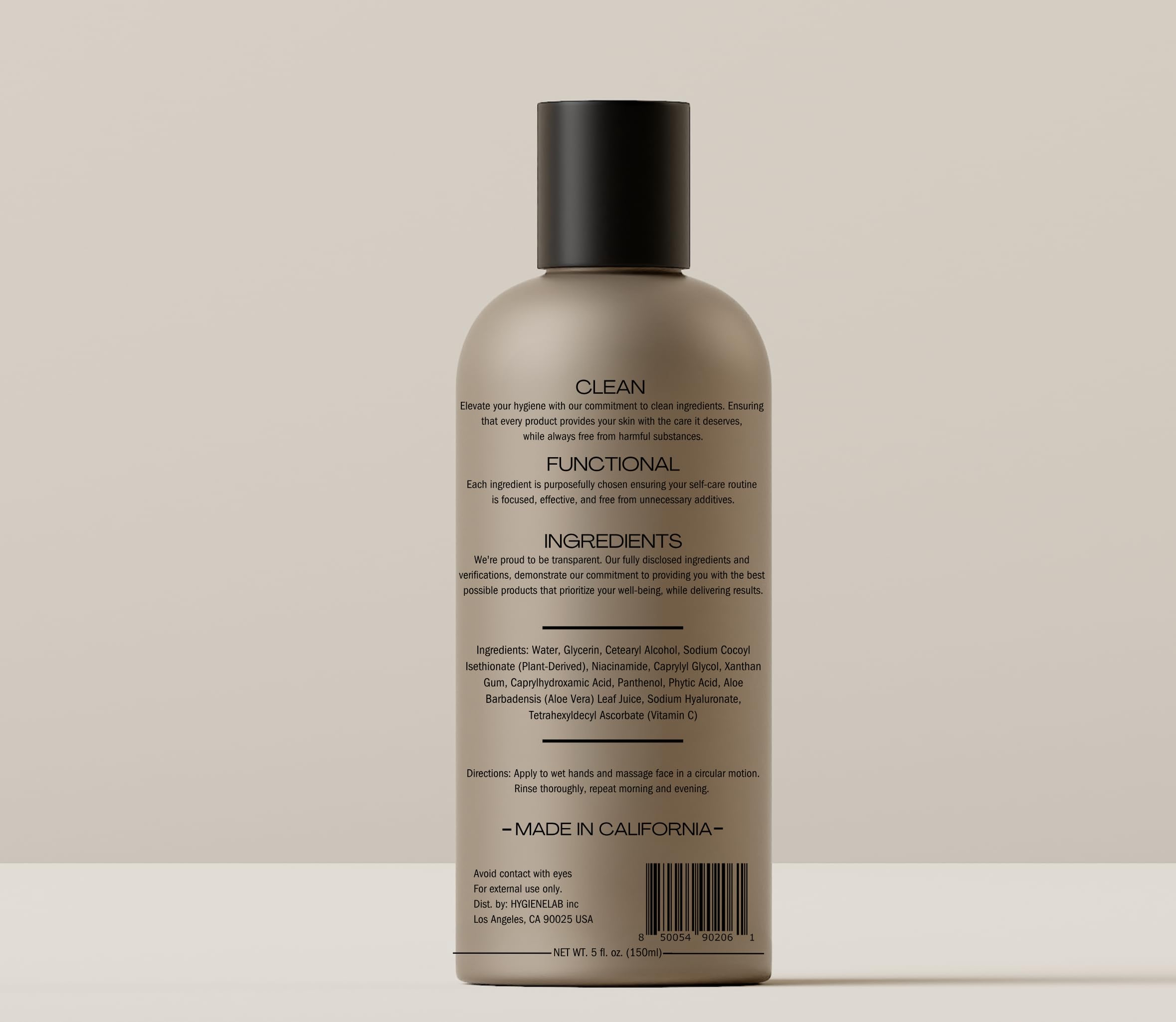 HygieneLab fragrance-free bottle emphasizes irritation-free cleansing