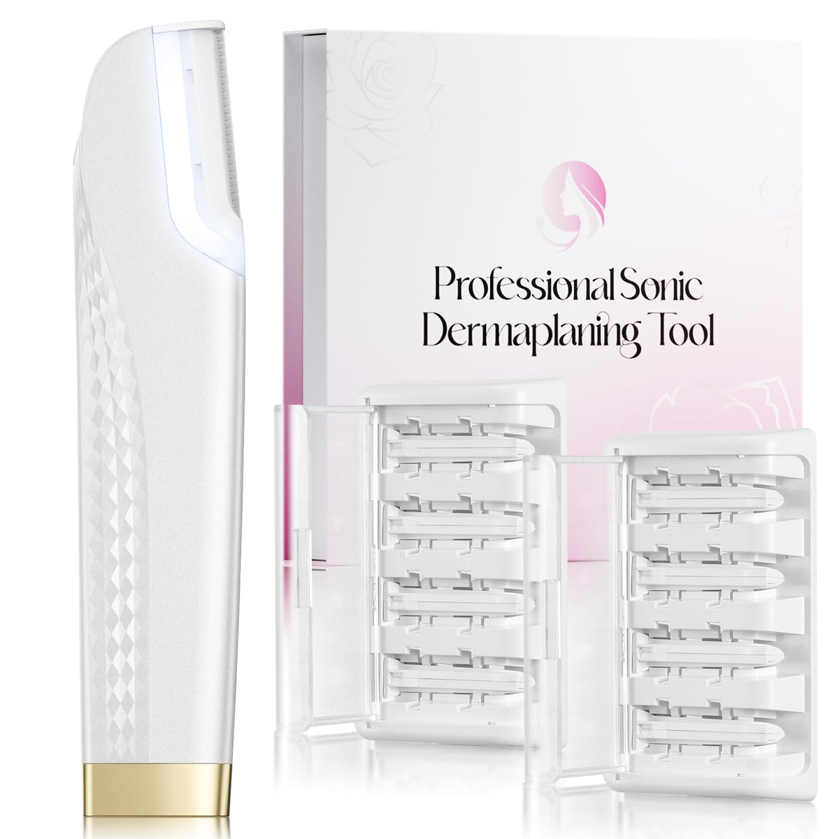 Hyhail Dermaplane Razor handheld LED-light for precise peach fuzz removal.