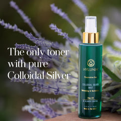 Hylunia Colloidal Silver Mist Toner mist-closeup showing lavender infusion for soothing aroma.