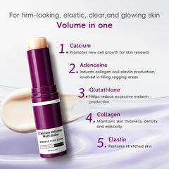 Hypoaled Calcium multi balm stick on face-eye-neck use demonstrates convenient daily moisture.