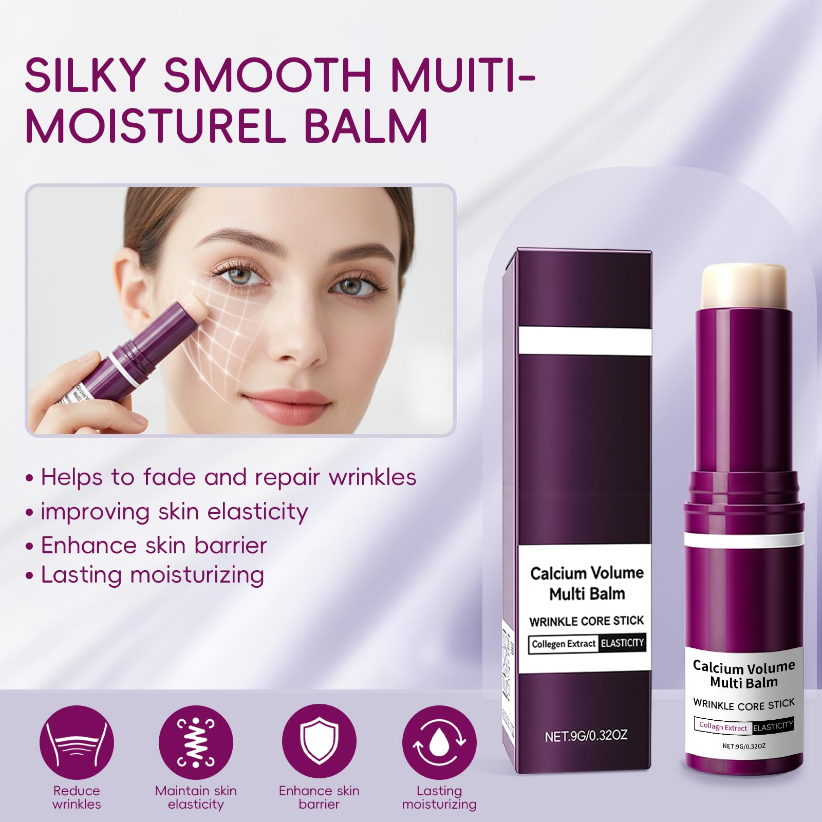 Hypoaled Korean calcium balm closeup shows smooth texture and lightweight hydration.