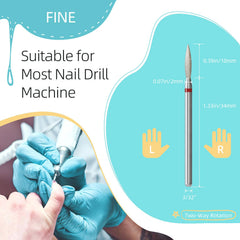 HYTOOS 2mm head measure visual highlights compact size for detailed cuticle prep.