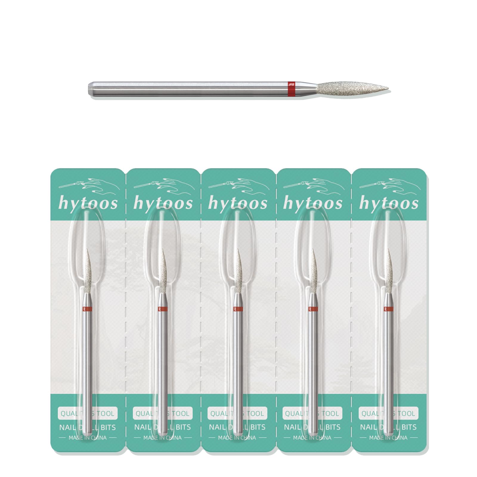 HYTOOS 2mm long flame cuticle cleaner 5pcs set packaging, compact and portable for on-the-go use.
