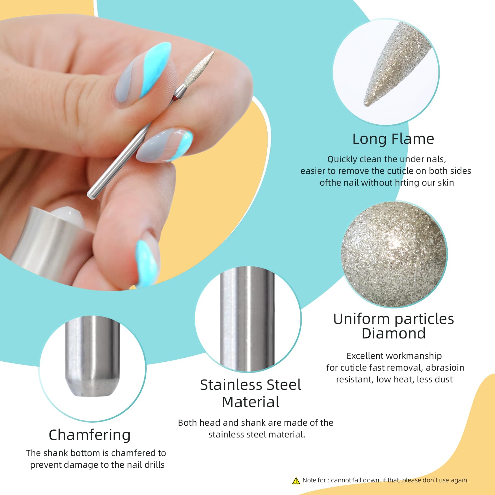 HYTOOS russian diamond nail bit closeup underscores rust-resistant stainless steel and durable diamonds.