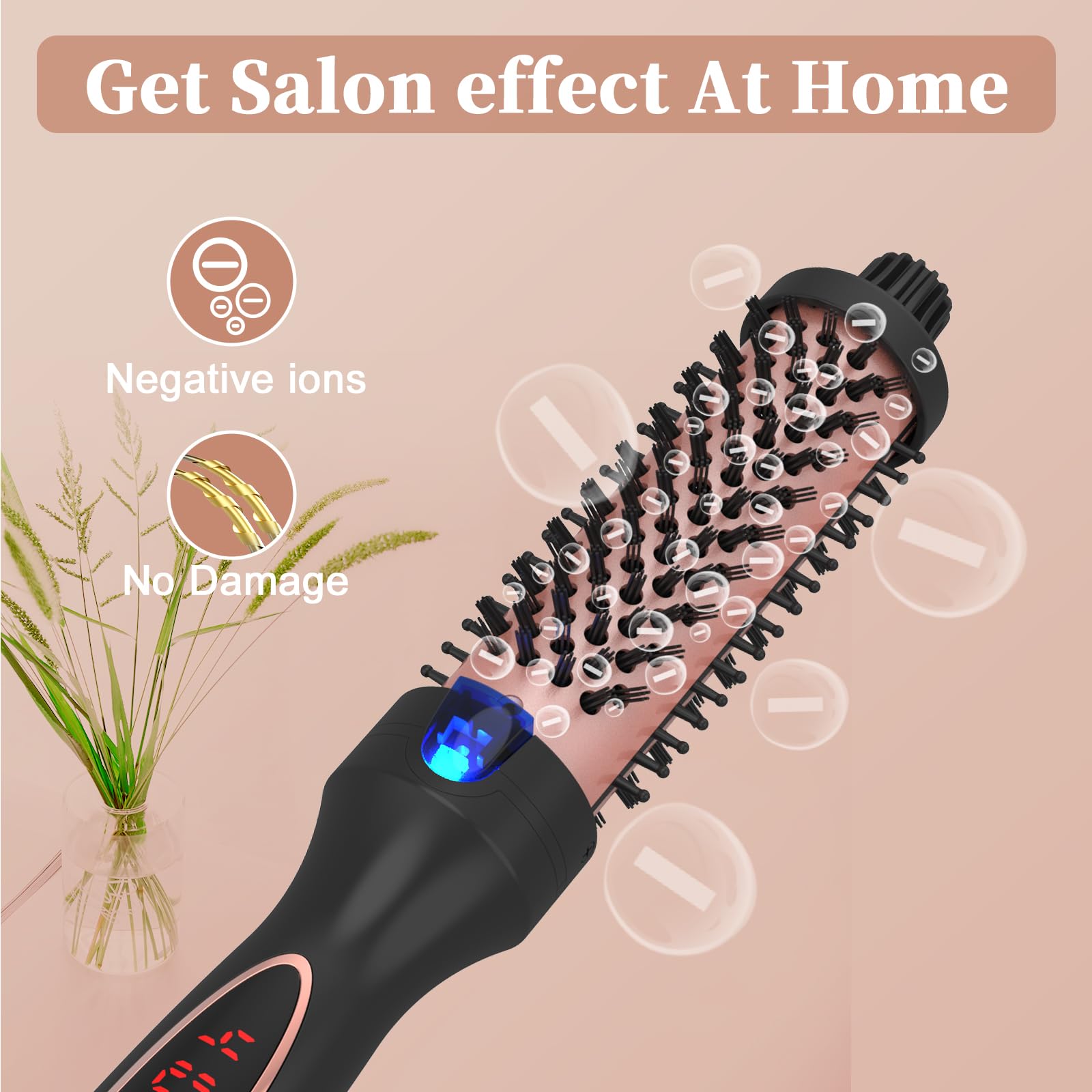 Hywestger curling iron thermal brush featuring tourmaline ceramic cylinder for smooth curls