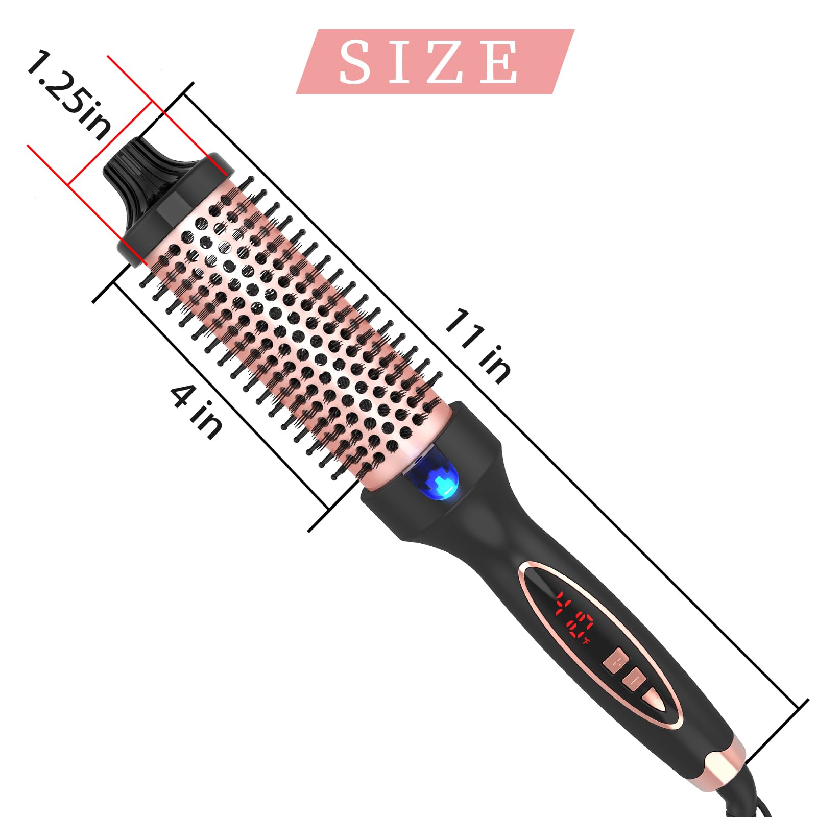 Hywestger curling iron thermal brush travel-friendly design fits in bag for on-the-go styling