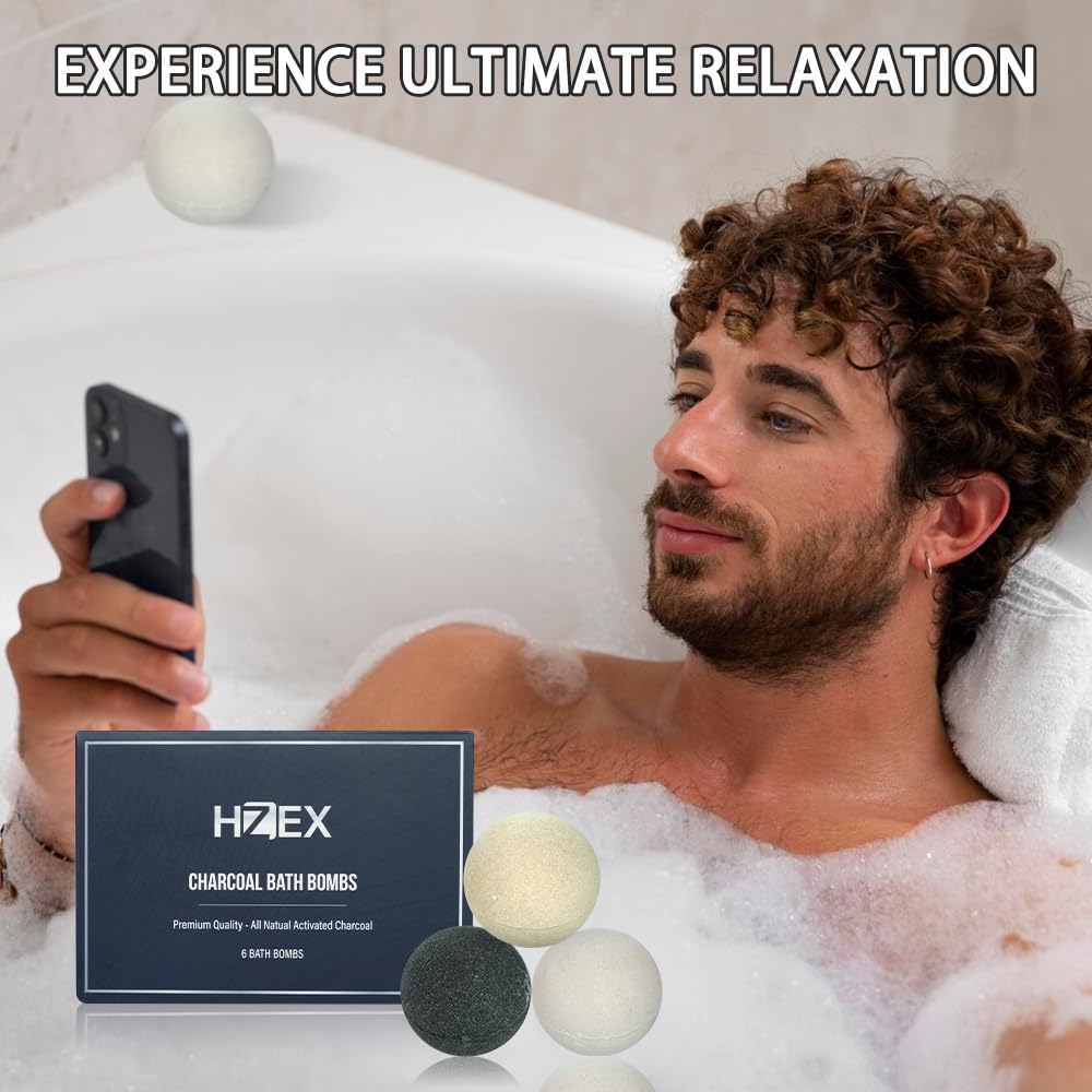 HZEX charcoal bath bombs after-use skin feel moisturized and soft.