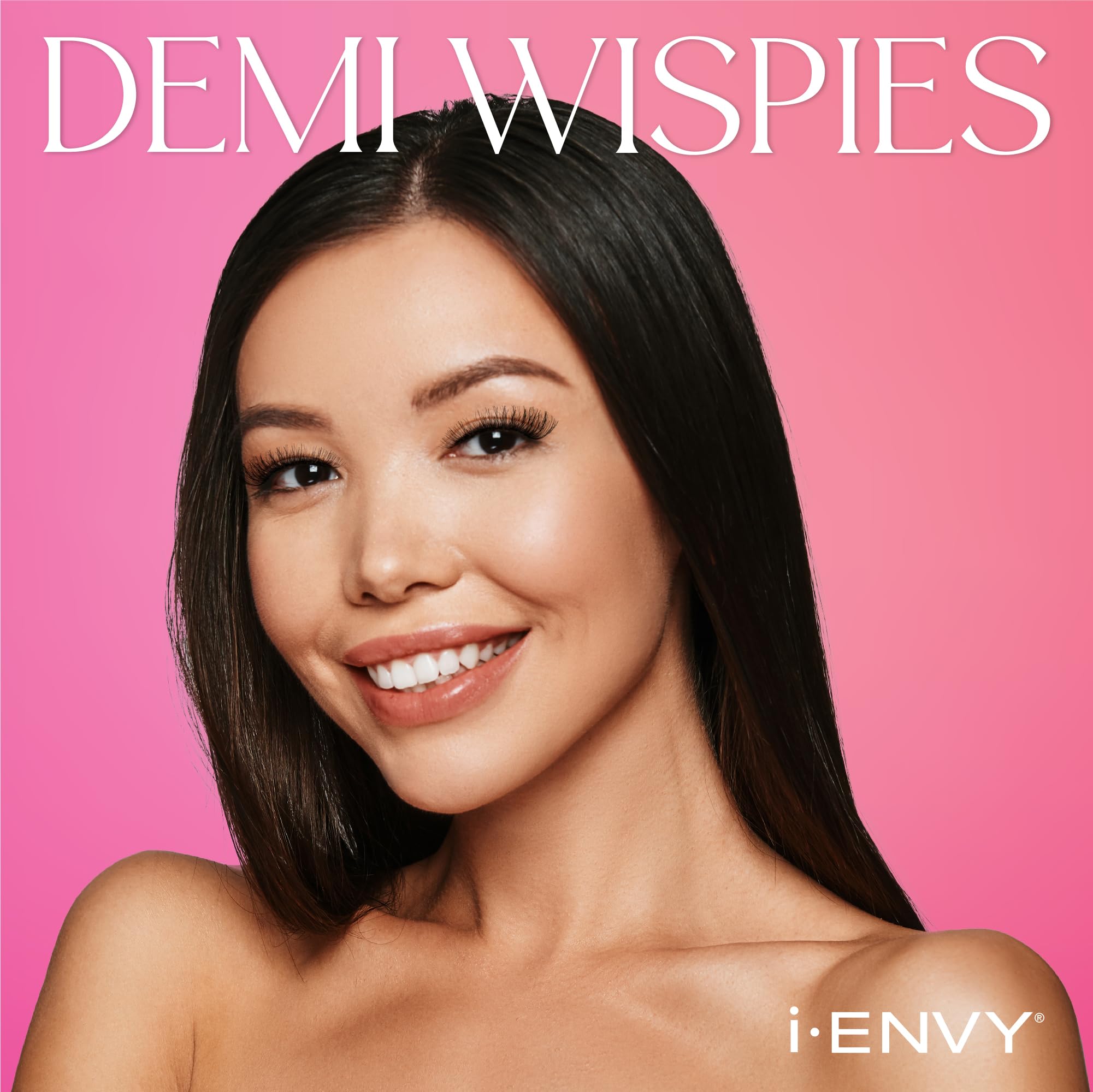 i•ENVY Demi Wispies natural-look image—eye shapes enhanced with comfortable, lightweight lashes.