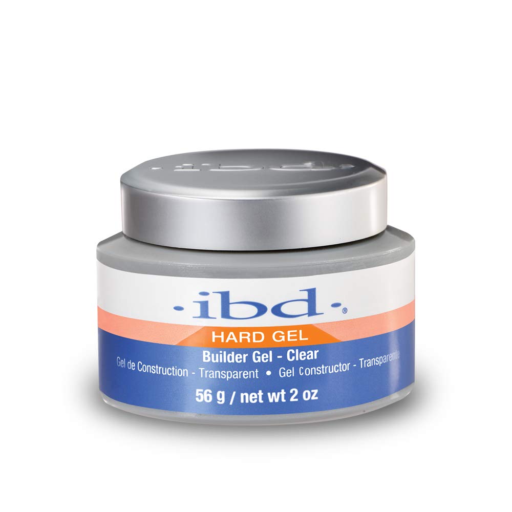 IBD hard gel clear overlays close-up shows crystal-clear finish for durable extensions.