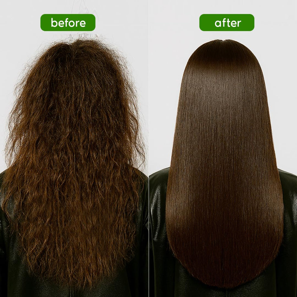I Belli Capelli Ravenna B-tox application demonstrates smoothing treatment on hair strands.