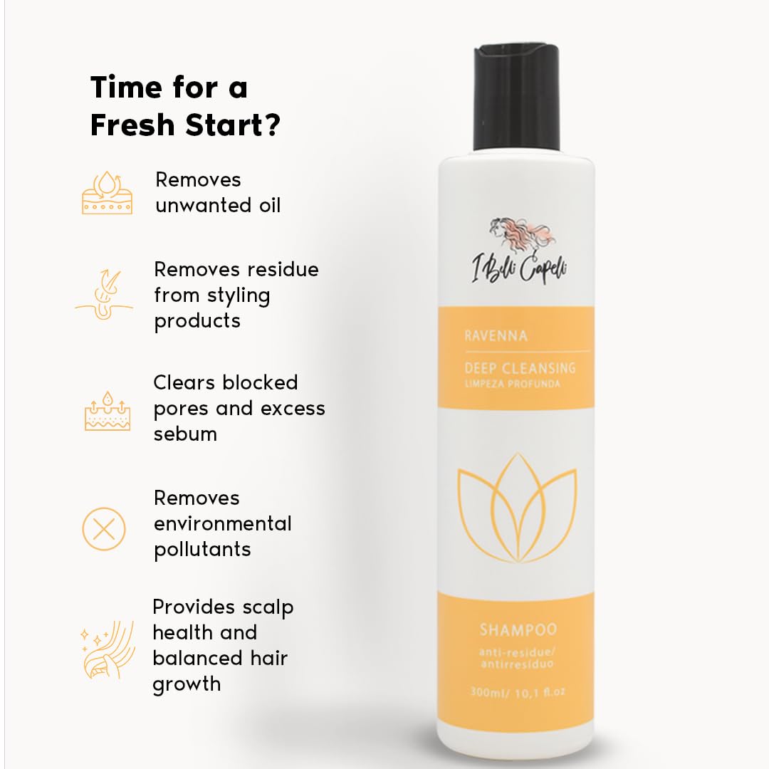 I Belli Capelli Ravenna after-use routine board demonstrates replenished strands and gloss.