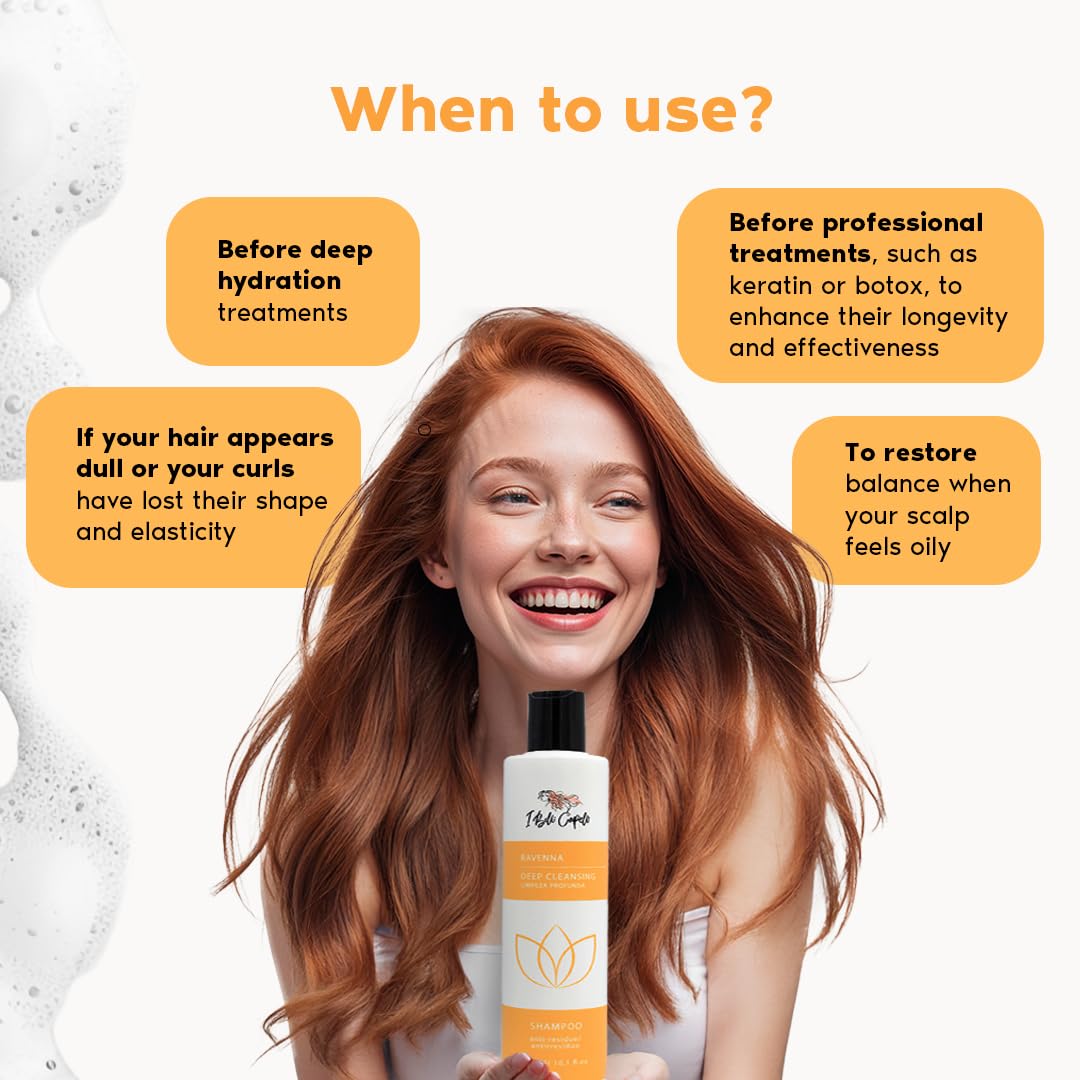 I Belli Capelli Ravenna frizz-control effect image suggests smoother, calmer hair.