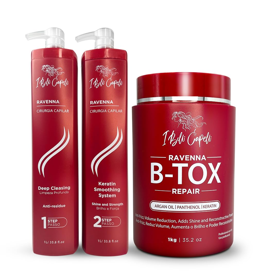 I Belli Capelli Ravenna pro-keratin kit packaging signals salon-grade restoration.