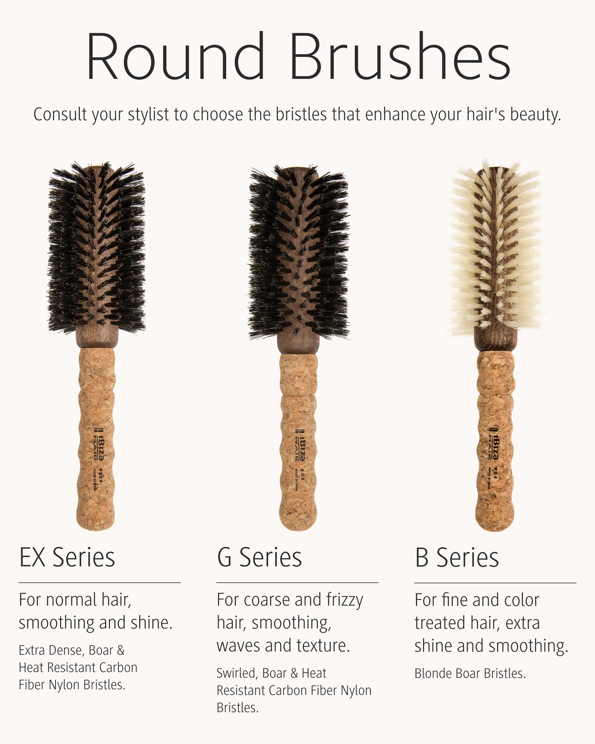 Ibiza Hair boar bristle round brush suitable for medium and long styles