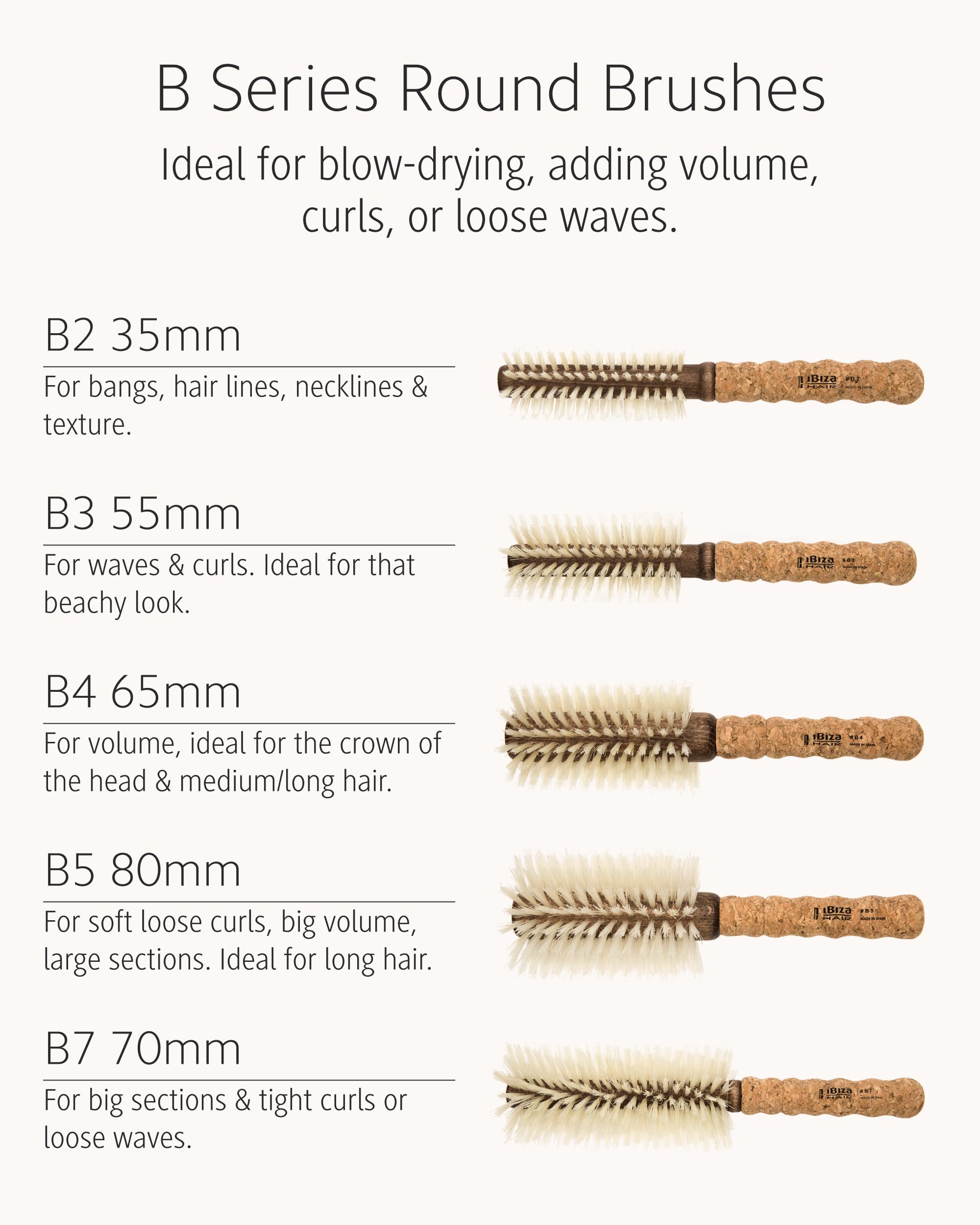 Ibiza Hair boar bristle round brush volumizing effect on hair