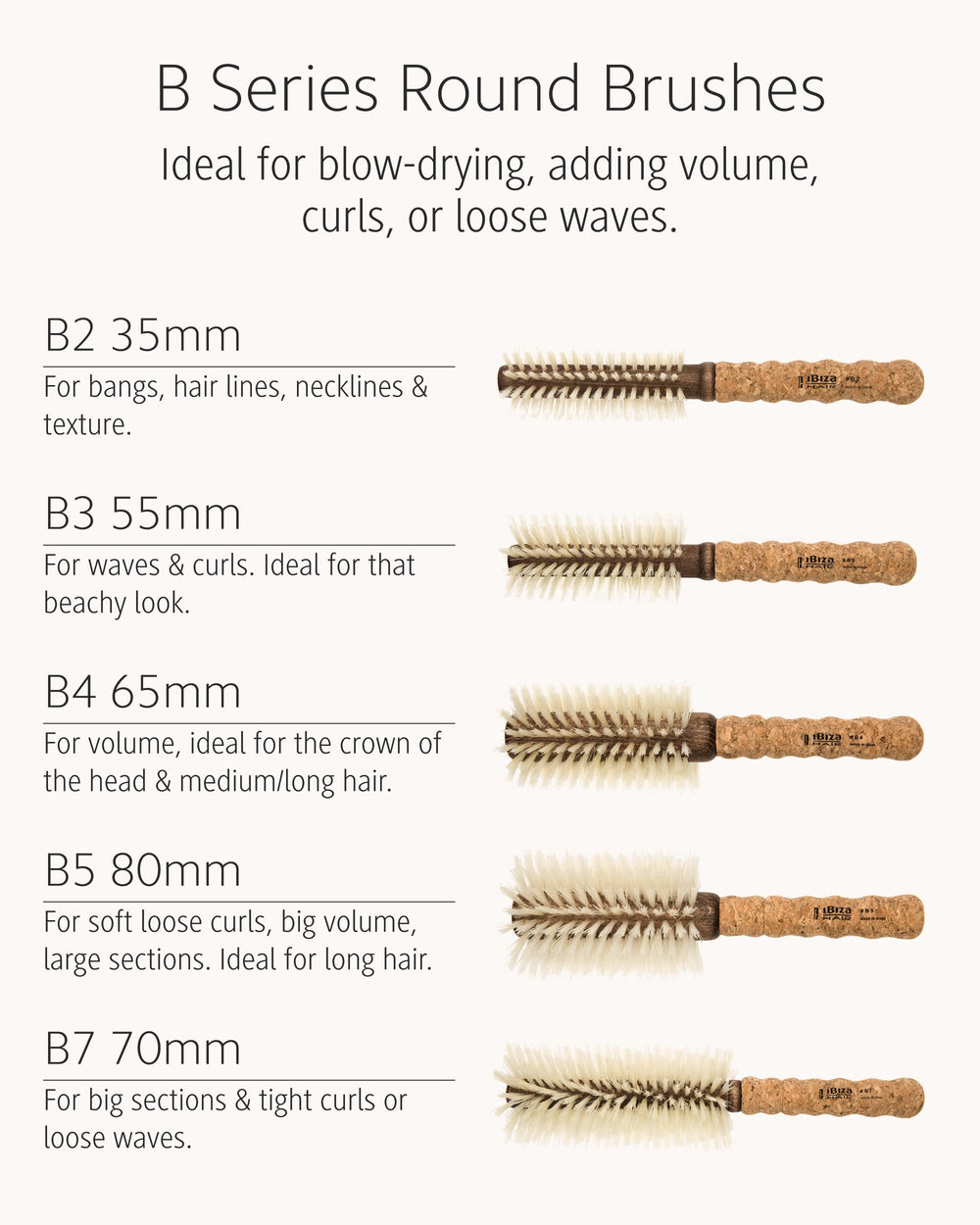 Ibiza Hair boar bristle round brush volumizing effect on hair