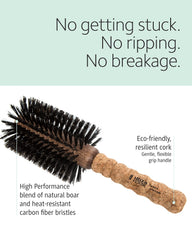 Ibiza Hair Round Boar Bristle Brush in use on loose curls for added texture