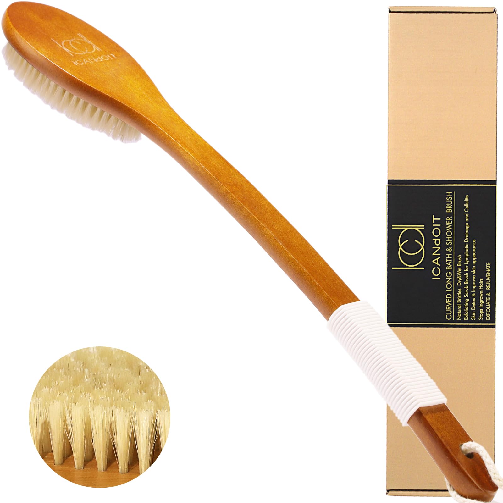 ICANdOIT back brush with bent handle for easy exfoliation