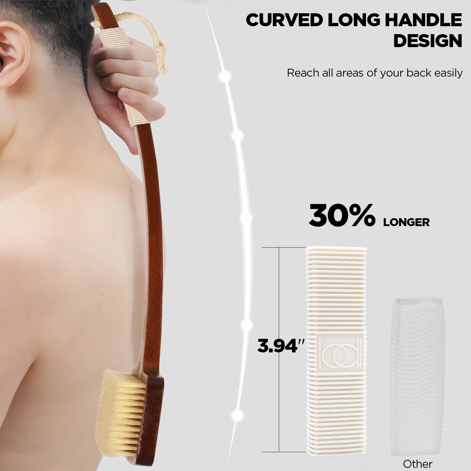 ICANdOIT bamboo handle on exfoliation set for comfortable reach