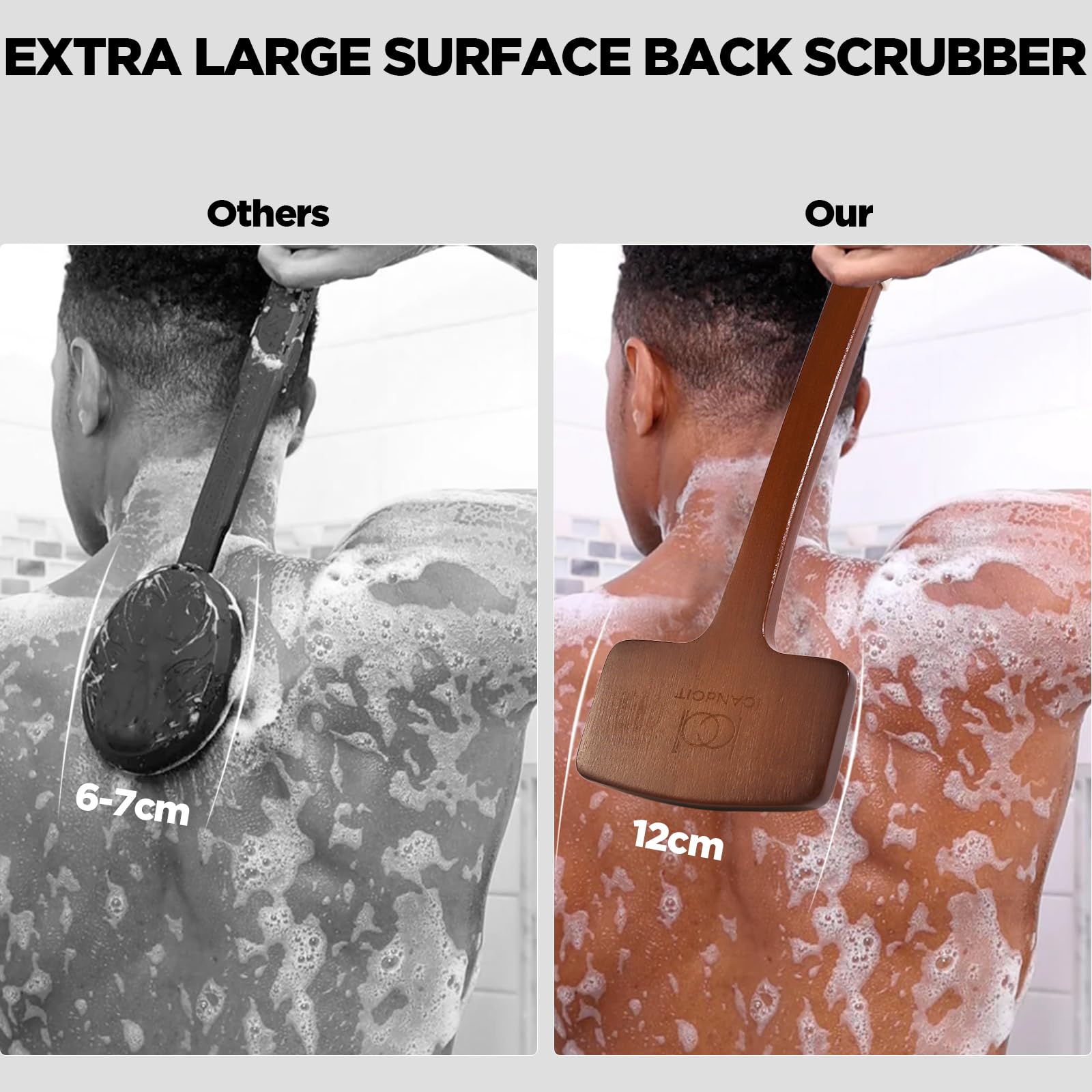 ICANdOIT non-slip grip on back scrubber for safe shower use