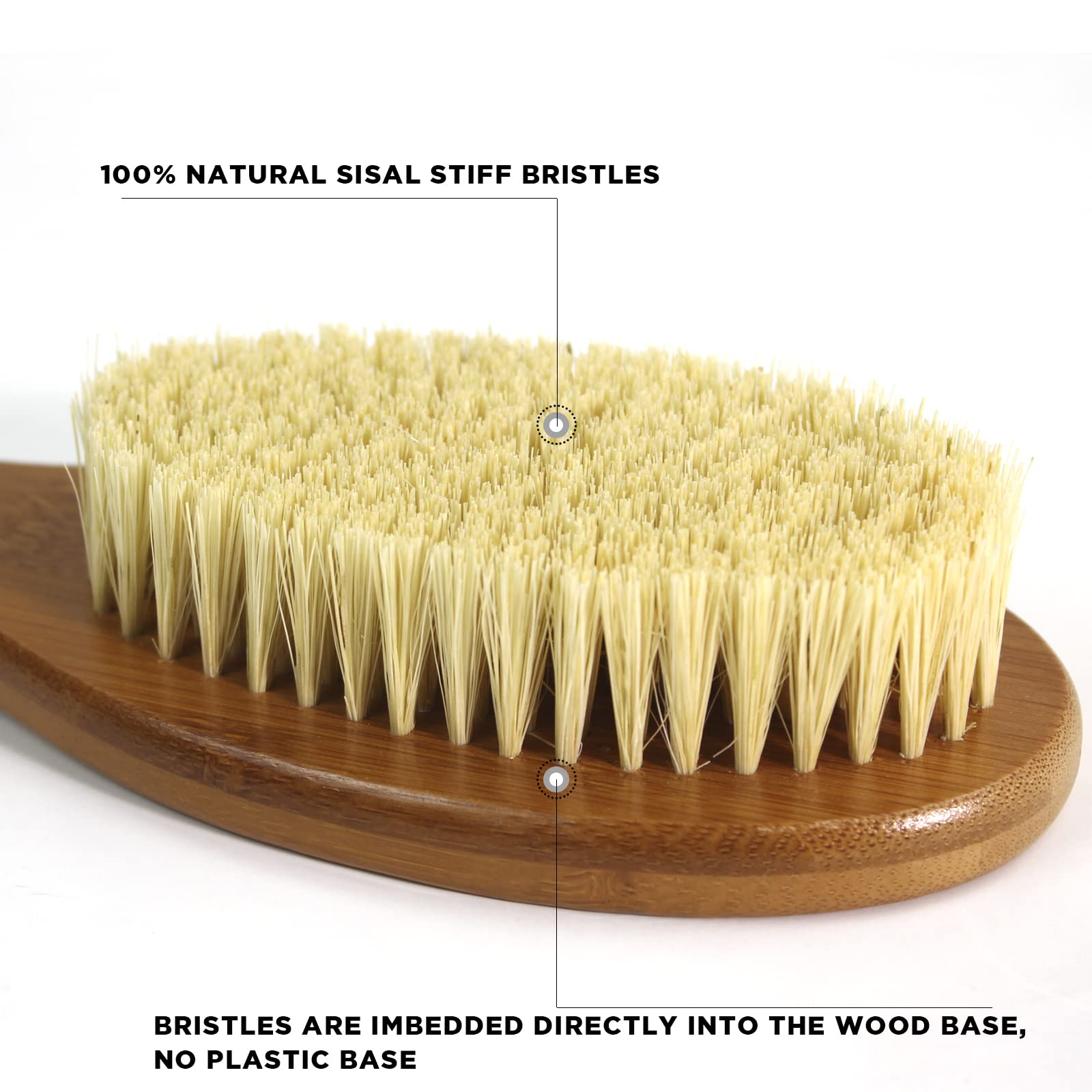 ICANdOIT exfoliating bath brush uses natural stiff sisal bristles for deep cleansing.