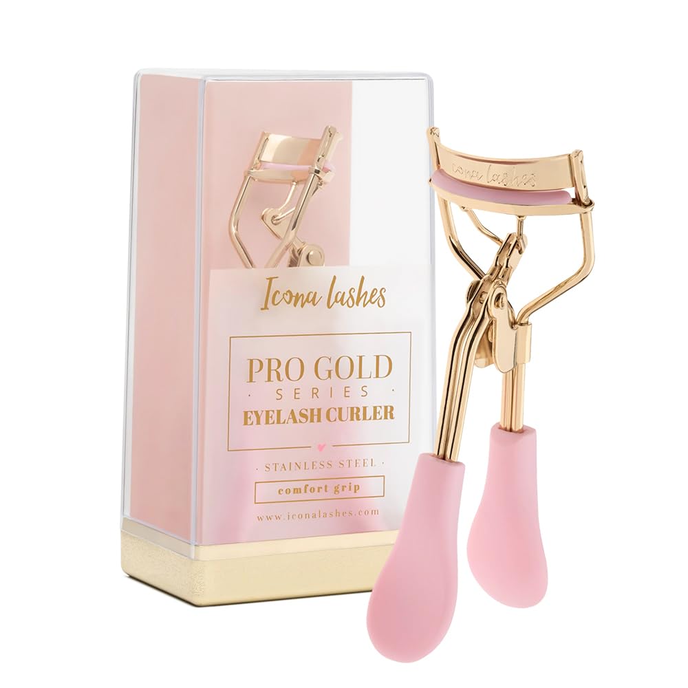 Icona Lashes eyelash curler with 24K gold plating for precise curl.