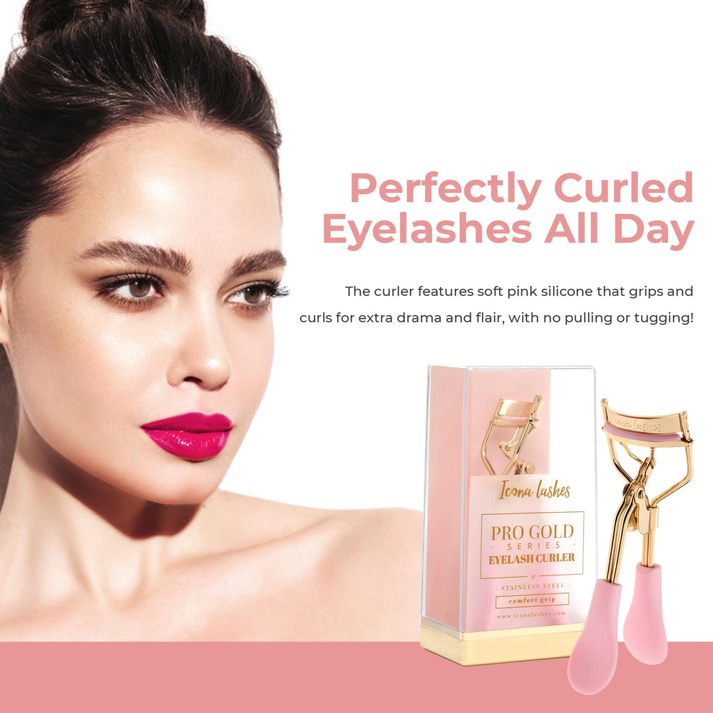 Icona Lashes curler close up shows soft silicone pads for gentle curling.