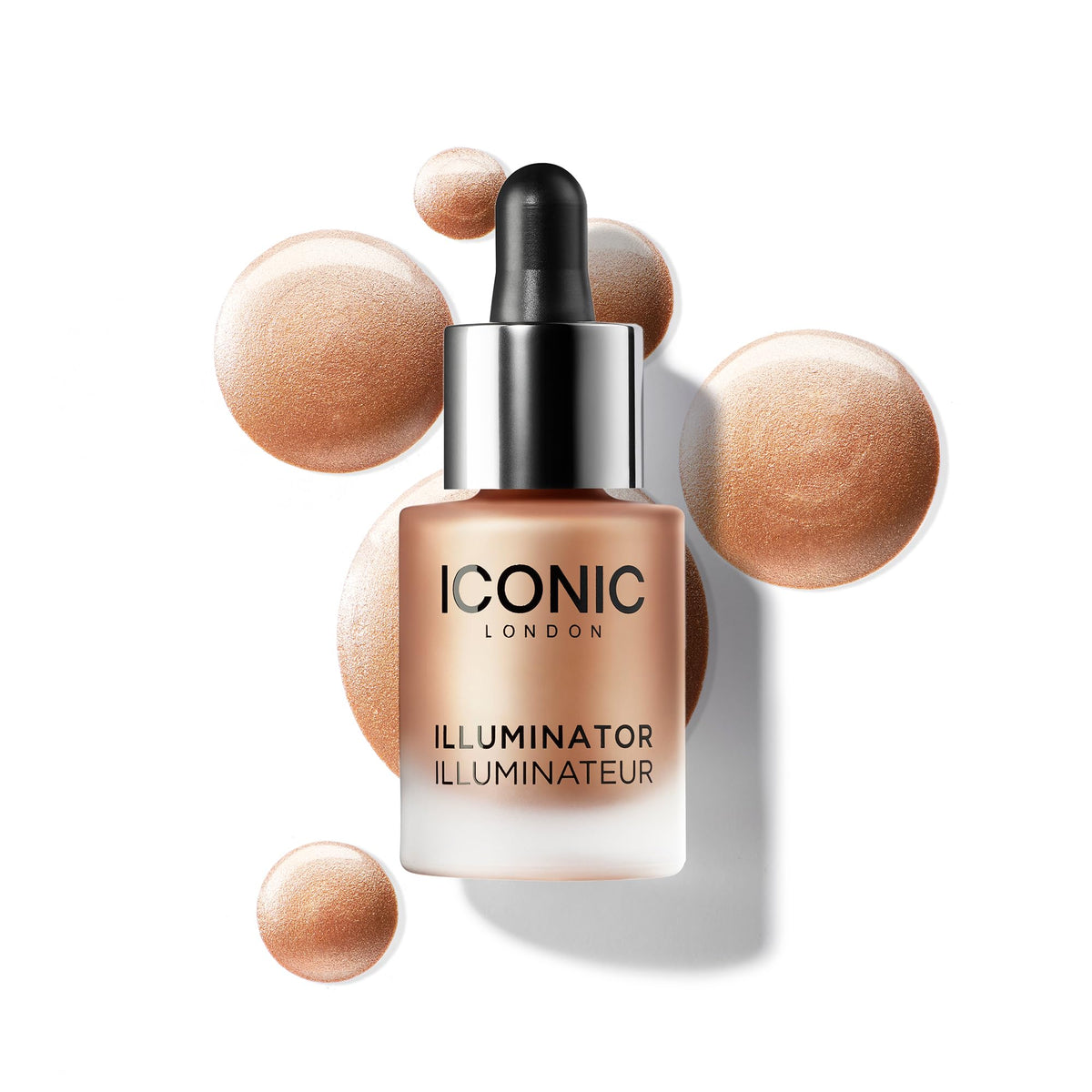 Iconic London Illuminator bottle pour shows champagne shimmer for instant radiance