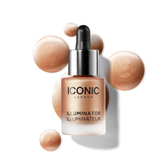 Iconic London Illuminator bottle pour shows champagne shimmer for instant radiance