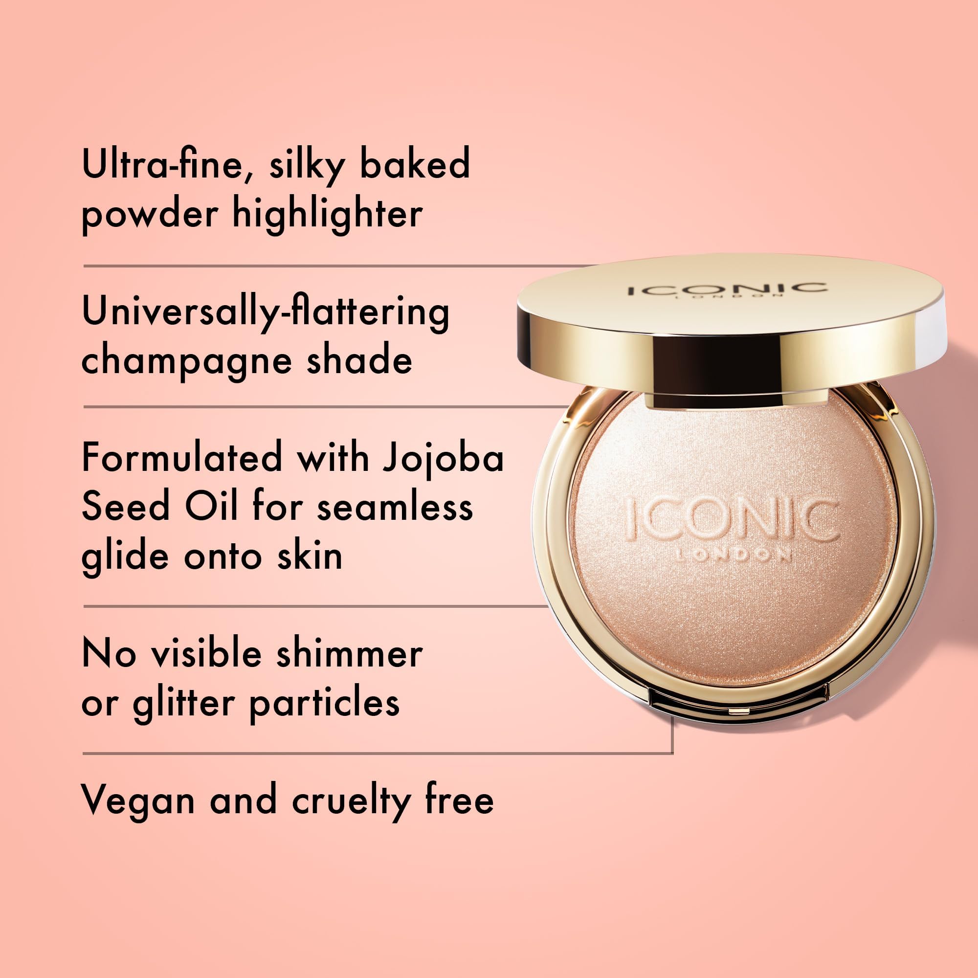 ICONIC LONDON Lit and Luminous brush-dusting highlights cheekbones with precise glow.