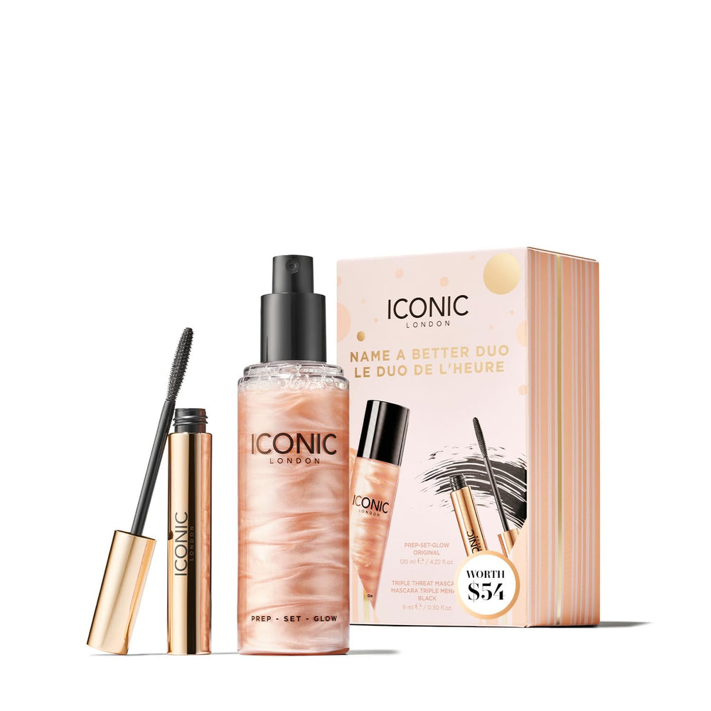 ICONIC LONDON Name a Better DUO gift set packaging ready for gifting and display.
