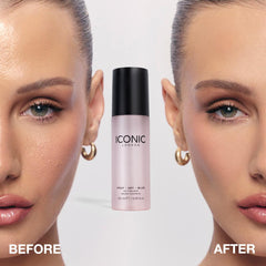 ICONIC LONDON Prep Set Blur application on skin yields soft-focus look.