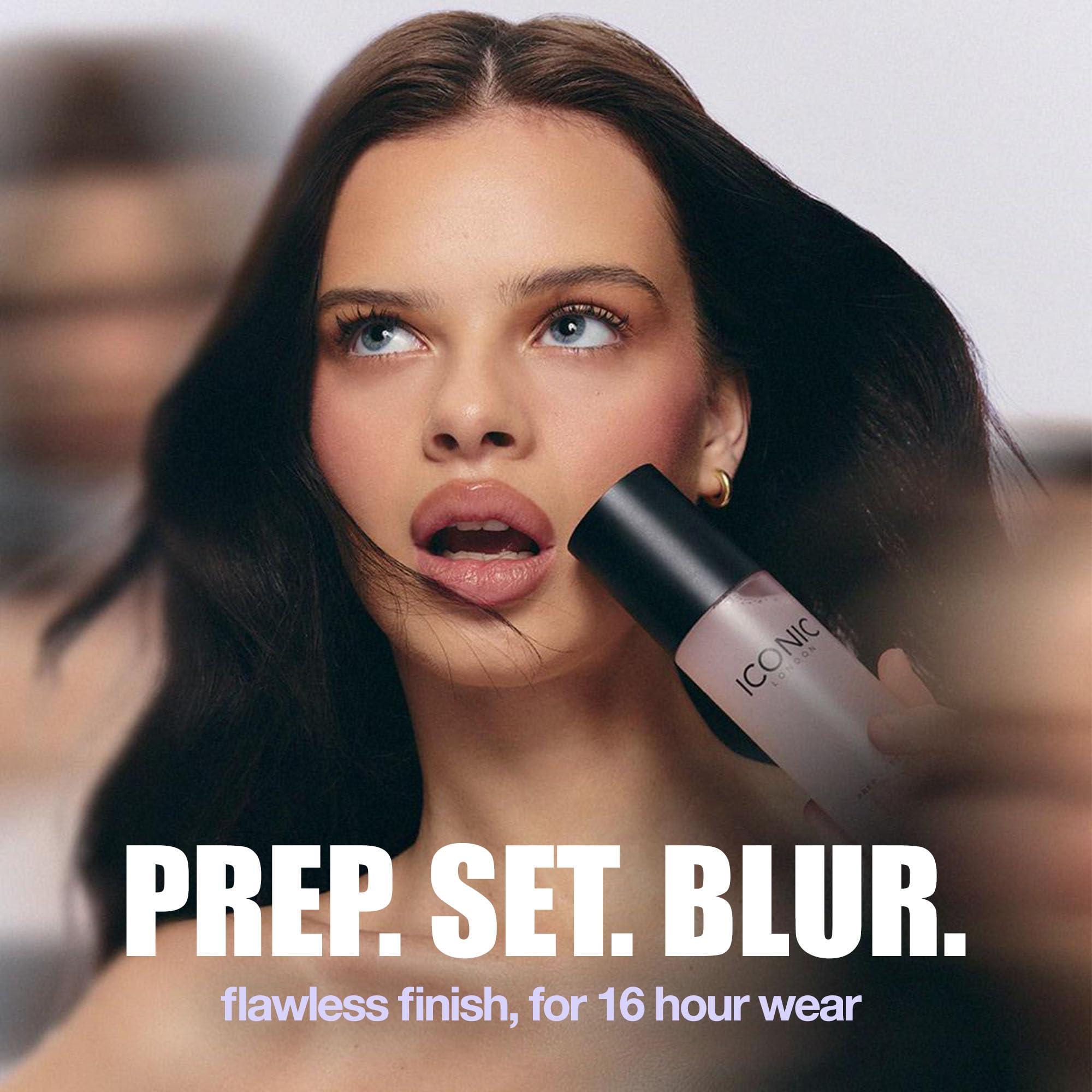 ICONIC LONDON Prep Set Blur packaging highlights vegan formula.