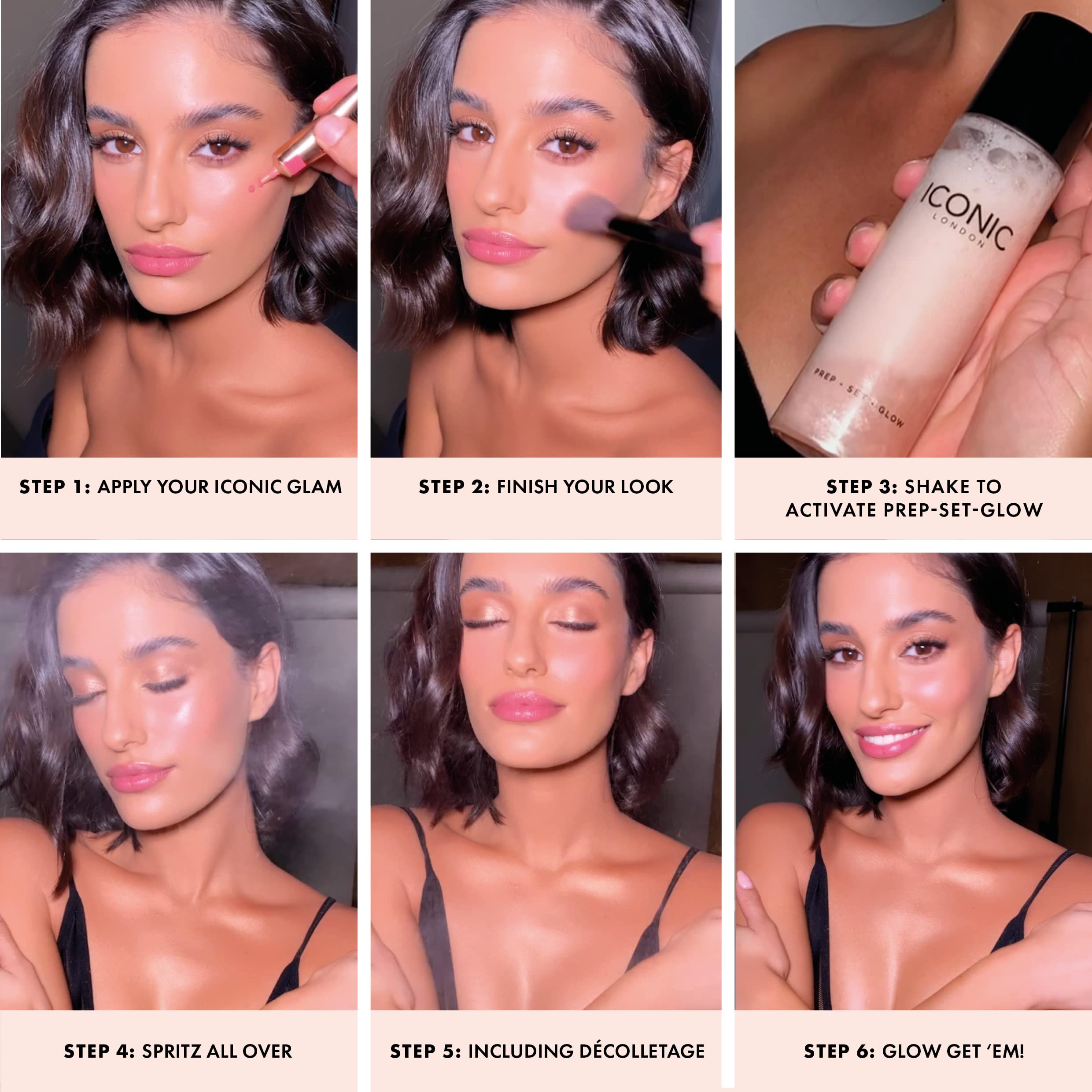 ICONIC LONDON Prep-Set-Glow demonstrates a luminous skin finish.