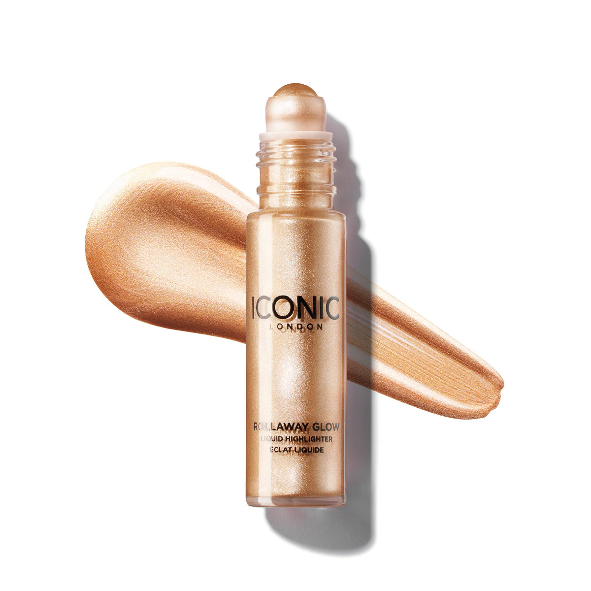 ICONIC LONDON Rollaway Glow bottle shows pearlescent radiance for instant glow