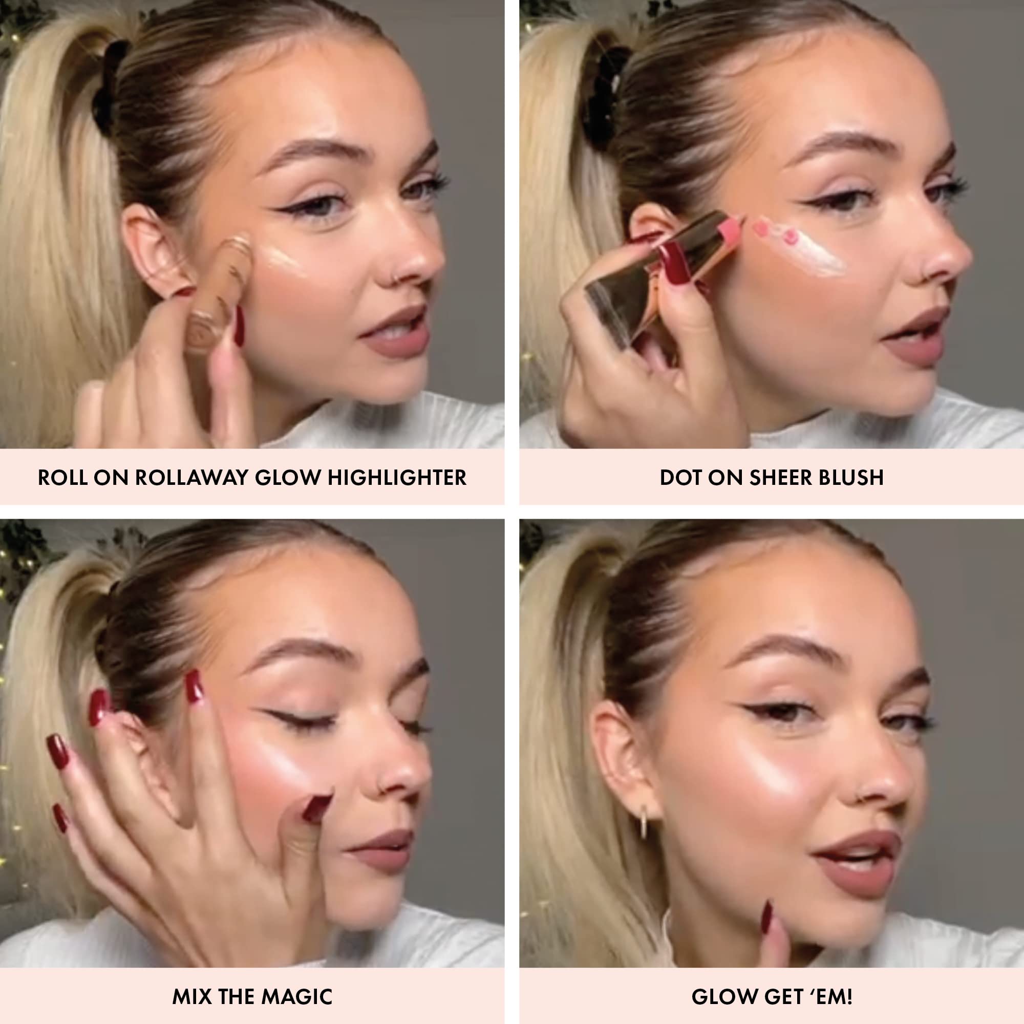 ICONIC LONDON Rollaway Glow on cheekbones delivers radiant candlelit highlight