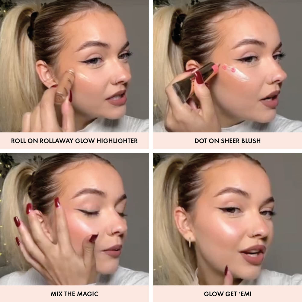 ICONIC LONDON Rollaway Glow on cheekbones delivers radiant candlelit highlight
