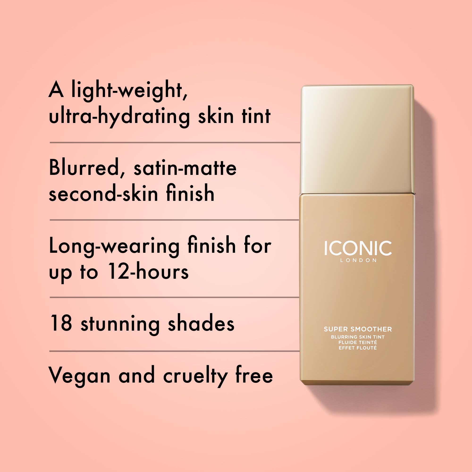 ICONIC LONDON Super Smoother application swirl demonstrates easy blending and buildable coverage.