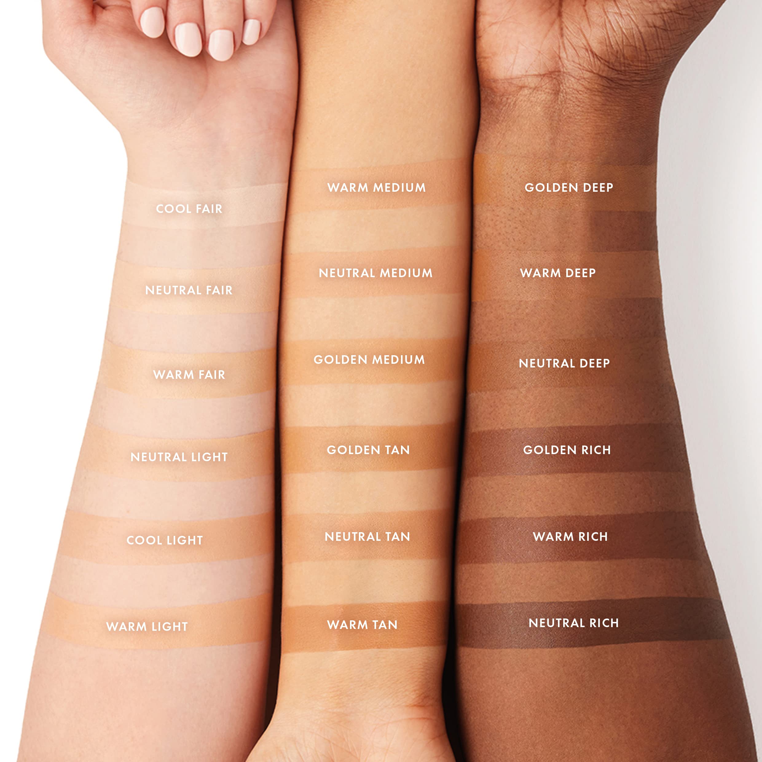 ICONIC LONDON Super Smoother skin swatches show light-to-medium coverage with a natural glow.