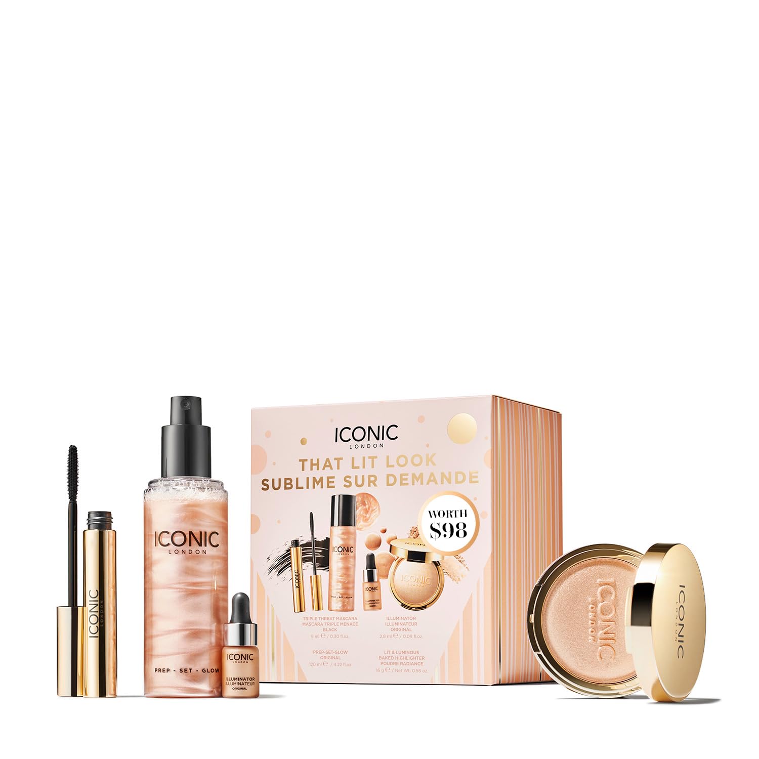 ICONIC LONDON That Lit Look Gift Set packaging showing luxe presentation ideal for gifting.