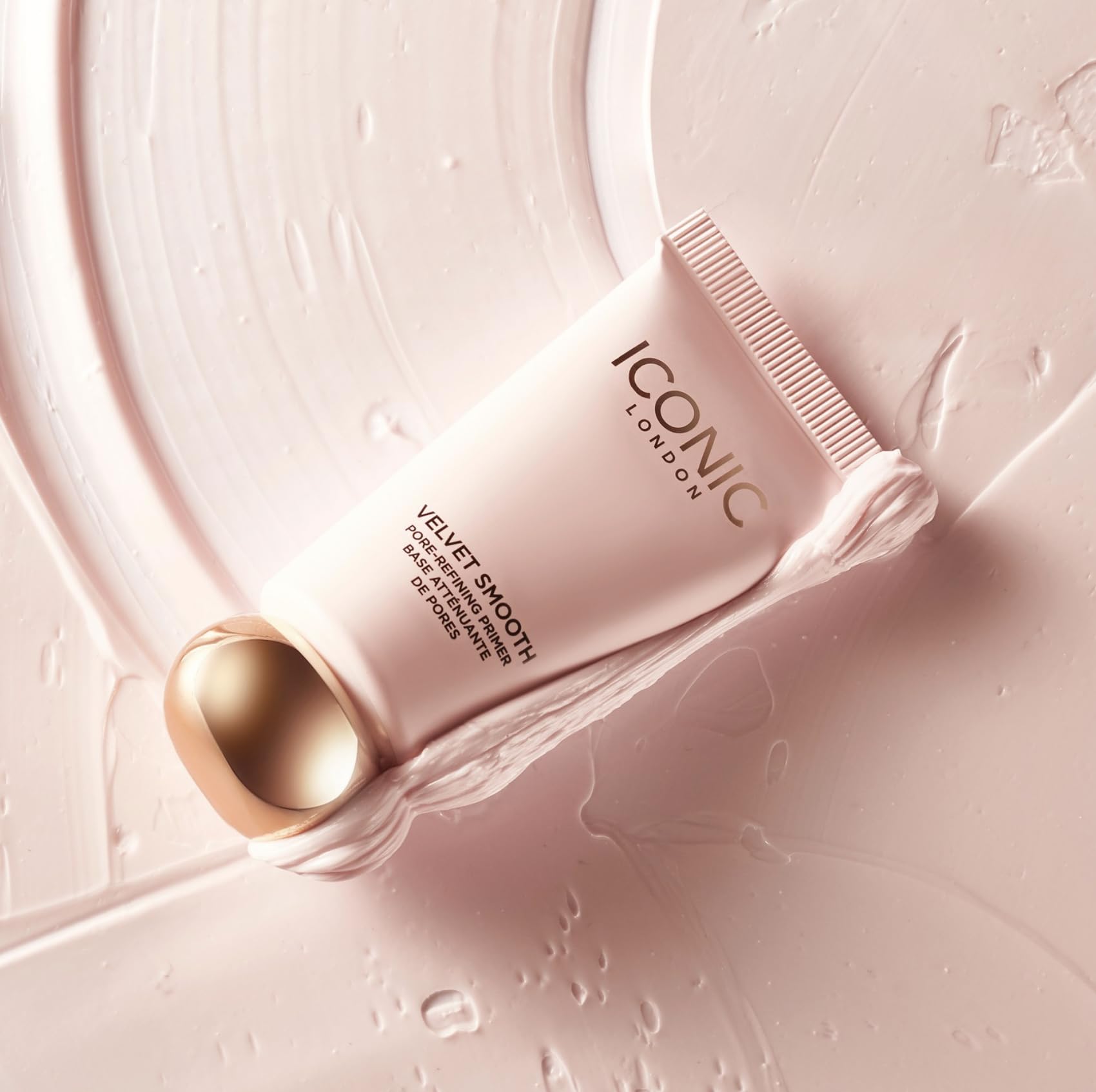 ICONIC LONDON Velvet Smooth Primer soft matte finish indicating shine control.