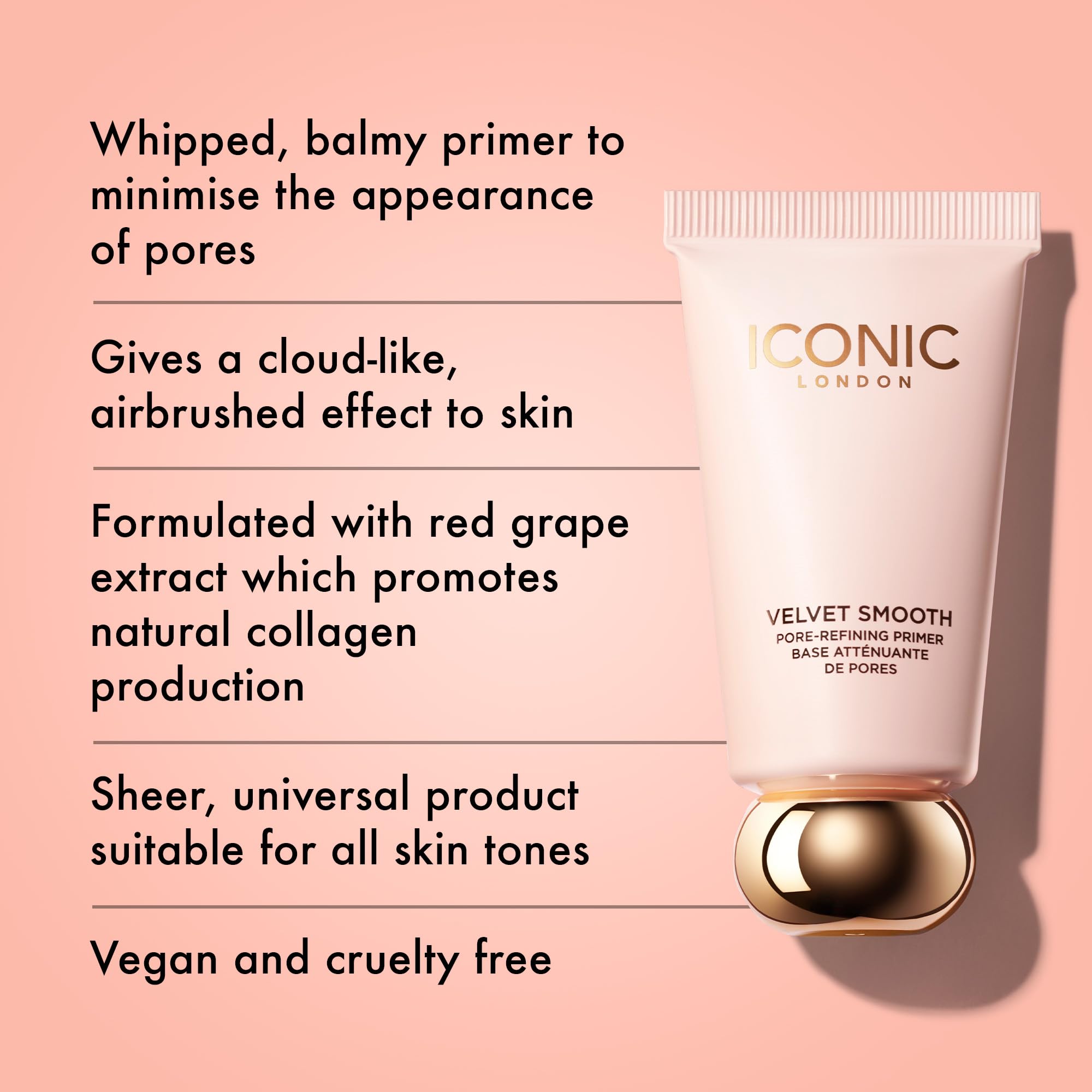 ICONIC LONDON Velvet Smooth Primer texture swirl showing whipped consistency for easy application.