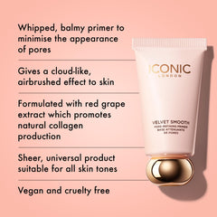 ICONIC LONDON Velvet Smooth Primer texture swirl showing whipped consistency for easy application.